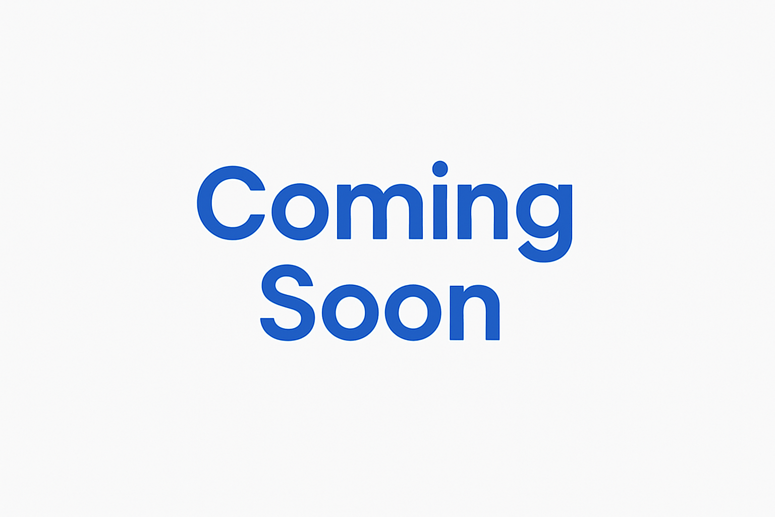 Coming soon in blue poppins text font 